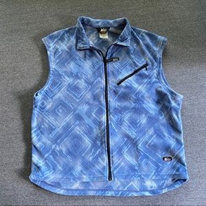 rei blue patterned fleece hiking vest